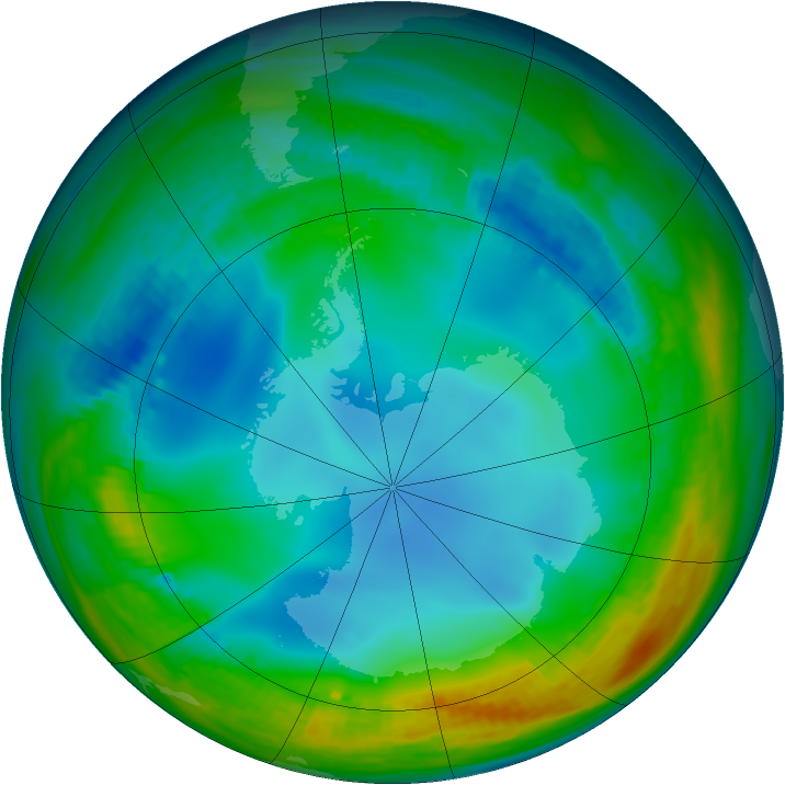 Antarctic ozone map for 01 June 1984